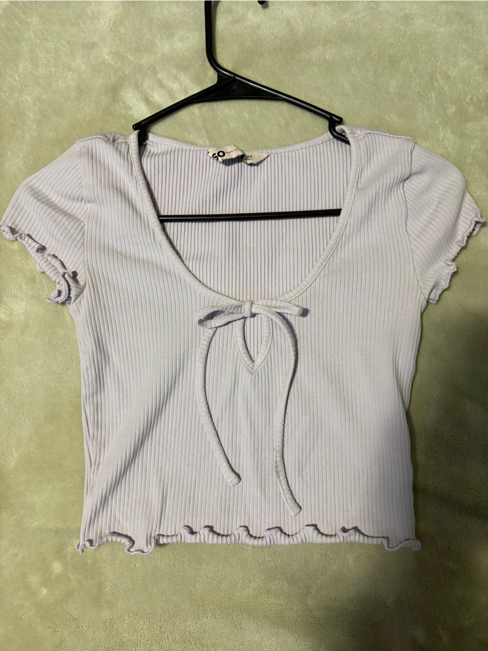 purple/lavender crop shirt
